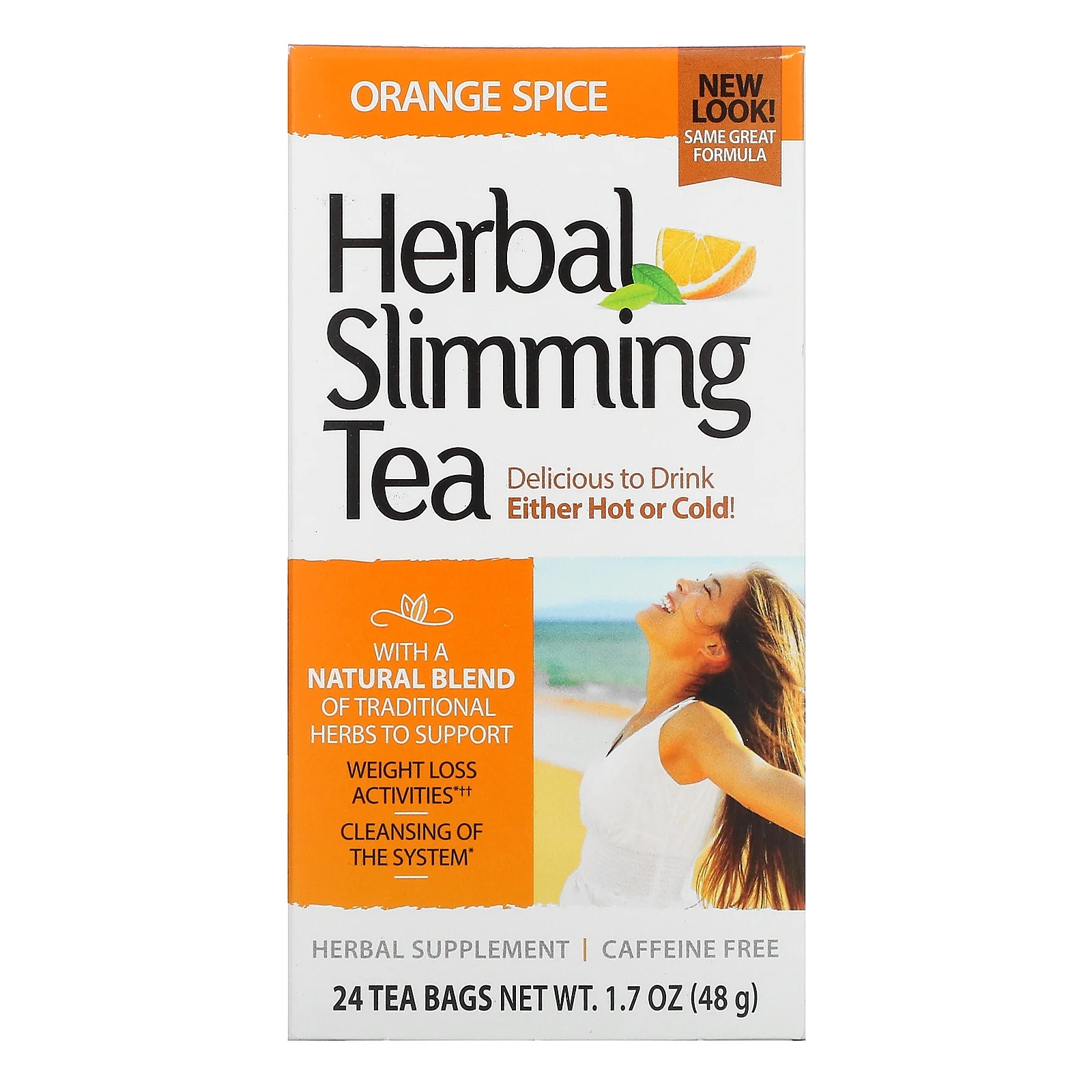21st Century Herbal Slimming Tea, Orange Spice, Caffeine Free, 24 Tea Bags