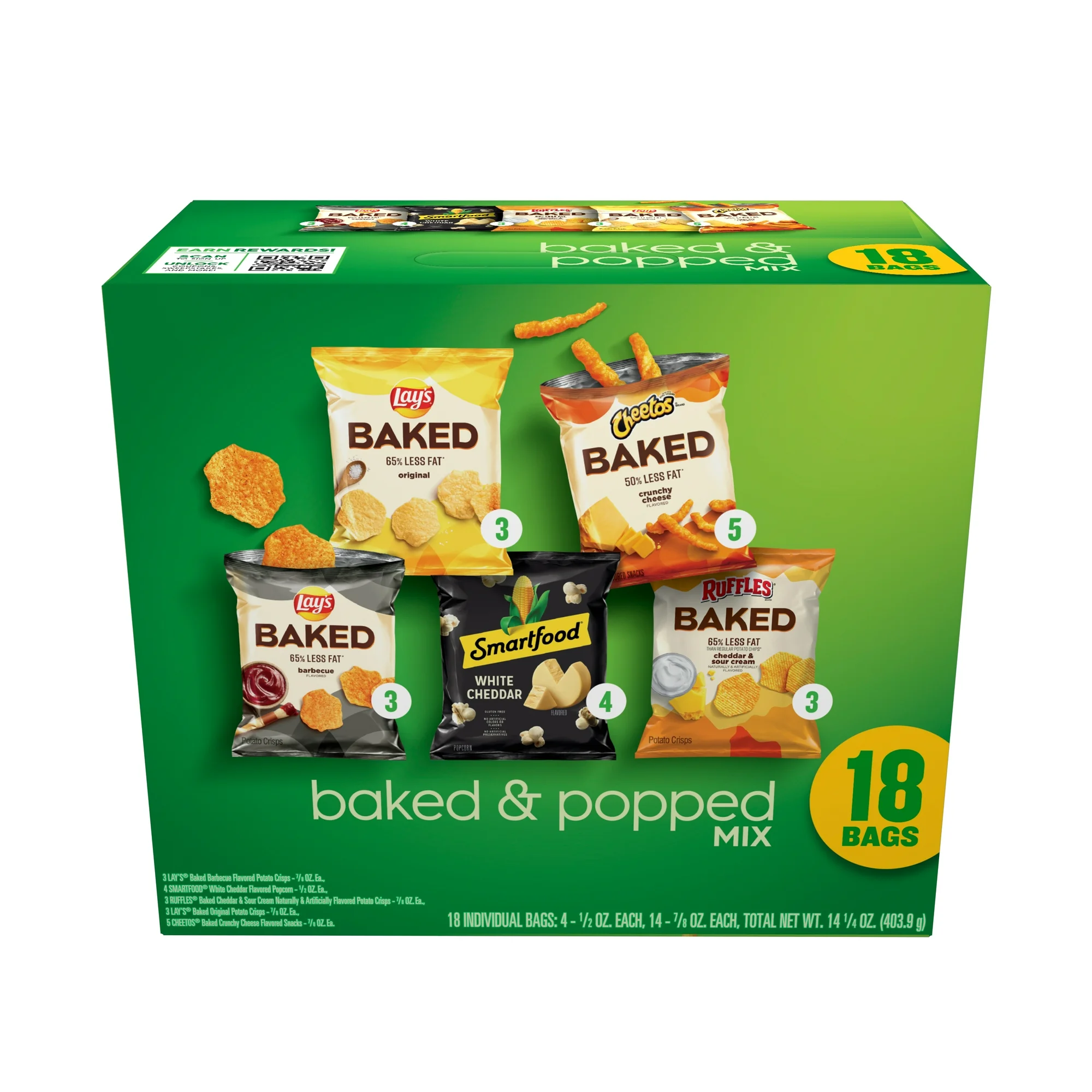 Frito-Lay Baked and Popped Mix Variety Pack Snack Chips, 18 Count Multipack