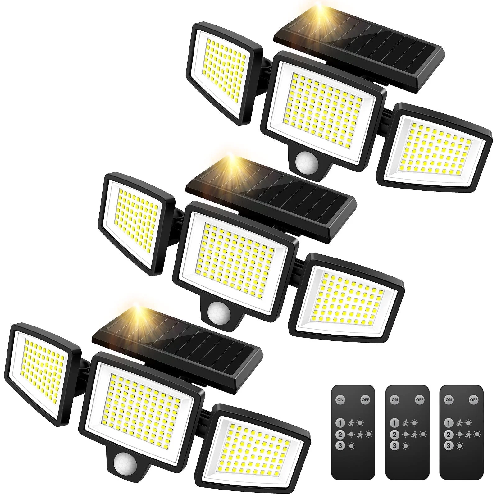 SZRSTH Solar Outdoor Lights, 210LED 2500LM Waterproof Motion Sensor Solar Flood Lights for Garden Patio Yard Garage - 3 Pack