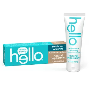 hello Antiplaque and Whitening Fluoride Free Toothpaste, Natural Peppermint